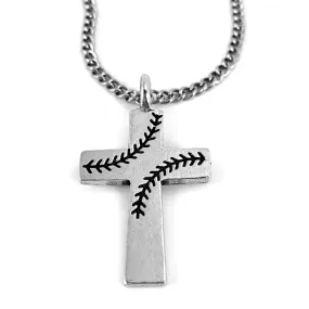 Baseball Stitch Cross Necklace on Chain