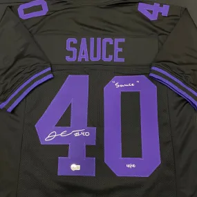 Jim Kleinsasser Autographed Fan HQ Exclusive Blackout Nickname Jersey w/ Sauce Inscription (Numbered Edition)