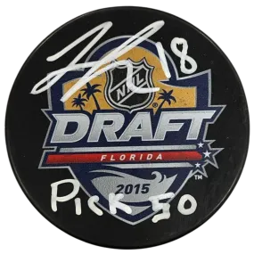 Jordan Greenway Signed and Inscribed 2015 NHL Draft Puck Minnesota Wild (Number 15/15)