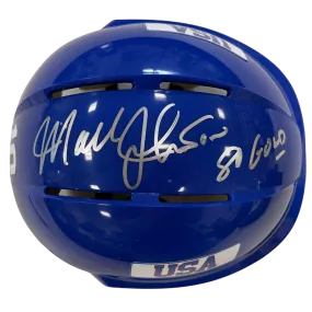 Mark Johnson Autographed Royal Blue Mini Helmet "80 Gold" (#1/10)