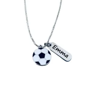 Soccer Engraved Tag Charm Necklace